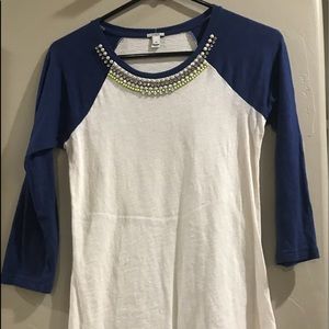 Jcrew baseball tee with embellishments